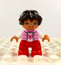Lego Duplo Figura Criança Menina Cabelo Castanho Colete Rosa Calça Vermelha Coração comprar usado  Enviando para Brazil