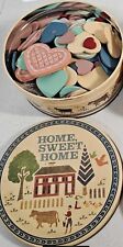Vintage Country Wooden Hearts and Twine Crafts In A Old Home Sweet Home Tin for sale  Shipping to South Africa