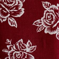 Stof of Denmark Red/cream rose design linen fabric. 1/2 metre. 60 inches wide, gebruikt tweedehands  verschepen naar Netherlands