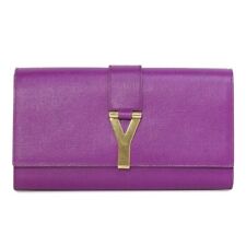 Brukt, auth YVES SAINT LAURENT purple leather Y Clutch Bag til salgs  Frakt til Norway
