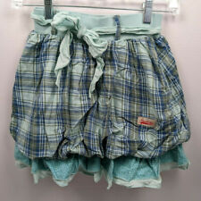 Naartjie Girls Size 7 XL Skirt Bue Teal Grey Plaid Fall 2011 Bubble Lined Ruffle for sale  Shipping to South Africa