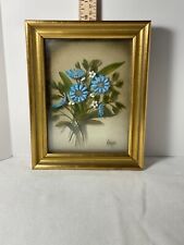Vintage signed Edmond J. Nogar hand painted flowers Layered glass for sale  Shipping to South Africa