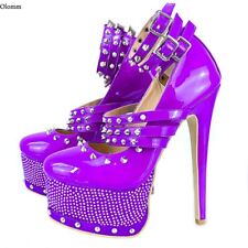 Sapatos femininos salto agulha strass biqueira redonda ClubWear EUA tamanho 5-20 comprar usado  Enviando para Brazil