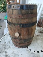 Barril de madera vintage primitivo rústico 13,25""x 11"" barril de whisky antiguo con bandas pequeño segunda mano  Embacar hacia Argentina