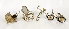 Lote de 4 sillas triciclo de bicicleta de latón miniatura para casa de muñecas tono dorado segunda mano  Embacar hacia Argentina