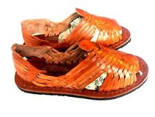 Sandalias Cortadas de Cuero Mexicano Genuino Huaraches Pachuco Cuela de Neumático de Coñac segunda mano  Embacar hacia Mexico