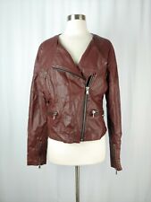Members Only Women's Large Red Vegan Leather Moto Zip Front Jacket, used for sale  Shipping to South Africa