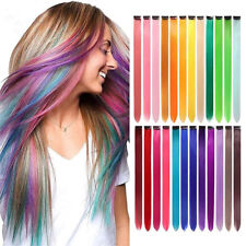 Extensiones de cabello largo multicolores con clip arco iris con rayas resaltadas festival segunda mano  Embacar hacia Argentina