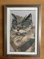 Framed embroidered cat for sale  BILLERICAY