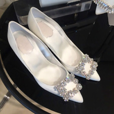 2020 novos sapatos de casamento femininos imitação seda cetim strass salto alto comprar usado  Enviando para Brazil