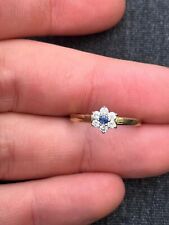 9ct gold diamond sapphire flower cluster ring for sale  Shipping to South Africa