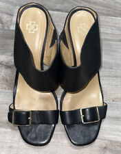 Ann Taylor black slip on wedges with buckle 9.5 M, used for sale  Shipping to South Africa