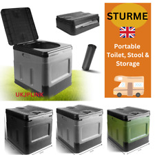 STURME Camping Toilet Portable: 3 in 1 Heavy-Duty Folding Toilet/ Storage/ Stool for sale  Shipping to South Africa