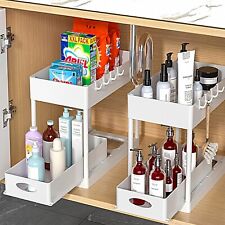 PUILUO 2 Set Under Sink Cabinet Organizer, 2 Tier Storage Under Cabinet Bathroom for sale  Shipping to South Africa