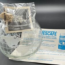 Vintage Nestle Nescafe 1979 World Globe Map Glass Floating Candle Bowl Complete for sale  Shipping to South Africa
