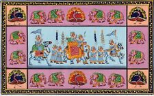 Rajasthan Miniature Painting Indian Ethnic Royal Emperor Procession Folk Artwork for sale  Shipping to Canada