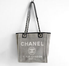 CHANEL Chanel Deauville PM Gray Chain Shoulder Tote Bag Coco Mark Serial Sticker til salgs  Frakt til Norway
