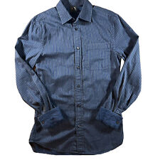 Camisa social masculina ARMANI EXCHANGE A|X pequena listra azul cinza botão para baixo Oxford comprar usado  Enviando para Brazil