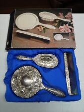 HEAVY Silver Plated Dressing Table Set NEEDS MIRROR, used for sale  Shipping to South Africa