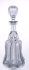 Small Antique Mid 19c Antique Bell Shape Pillar Mould Blown Glass Decanter  28cm, used for sale  Shipping to South Africa