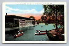 Milwaukee Wisconsin Pavilion Lago Parque Washington, Cartão Postal Canoas comprar usado  Enviando para Brazil