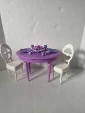 Barbie Dream House Townhouse 2008 ovalado comedor mesa sillas acceso púrpura segunda mano  Embacar hacia Argentina
