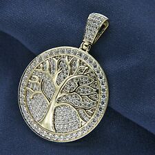 3Ct Round Cut Diamond Tree Charm Men's Pendant With Chain 14k Yellow Gold Finish for sale  Shipping to South Africa