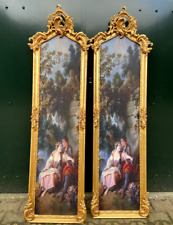 Usado, Coqueteo romántico en francés estilo Luis XVI: marco de tela de 2 piezas segunda mano  Embacar hacia Argentina