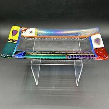 Fused Glass Serving or Decorative Plate Tray Signed, Abstract Bold Colors for sale  Shipping to South Africa