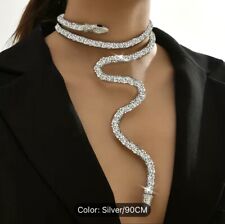 Used, Women s Curved Alloy Cuff Snake Choker Necklace Snake Shape Collar Jewelry for sale  Shipping to South Africa