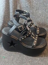 DEMONIA DYNAMITE-12 Women's 5" Cutout Platform Wedge Ankle Strap ⭐ Studded Shoes for sale  Shipping to South Africa