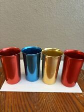 Juego de 4 vasos de aluminio anodizado vintage Sunburst de 5 segunda mano  Embacar hacia Argentina