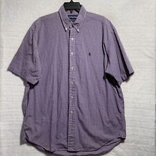 Usado, Camisa con botones de golf Ralph Lauren para hombre grande púrpura gingham a cuadros manga corta pony segunda mano  Embacar hacia Argentina