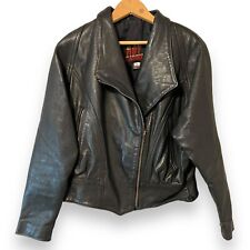 Hot Leathers Biker Black Crop Thick Leather Jacket Womens Small Vintage 90s Y2K for sale  Shipping to South Africa