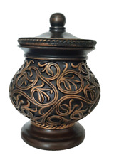 "Vaso decorativo com pés/tampa redemoinhos cor marrom e bronze 9" T x 7" largura pesado, usado comprar usado  Enviando para Brazil