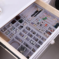 Velvet Wood Jewelry Tray Rings Earring Necklace Organizer Display Storage Holder for sale  Shipping to South Africa
