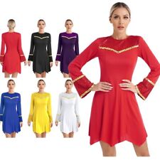 Womens Dance Dress Solid Color Performance Costume Contemporary Dancewear Shiny for sale  Shipping to South Africa