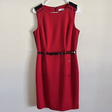 Vestido Calvin Klein rojo negro sin mangas bloque de colores broches cinturón talla 8, usado segunda mano  Embacar hacia Argentina