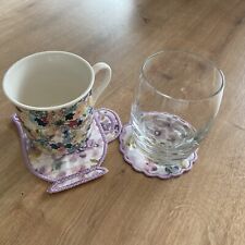 Pretty embroidered teacup for sale  LEICESTER