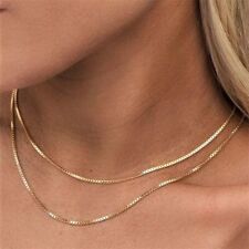 1.5-3mm Stainless Steel 18K Gold Plated Women Men Box Chain Necklace 16-24'', used for sale  Shipping to South Africa