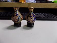 Usado, Juego de 2 mini jarrón vintage esmalte floral cloisonné estilo oriental asiático de 2,5" mini jarrón cloisonné segunda mano  Embacar hacia Argentina