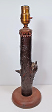 Lámpara de mesa de troncos de madera de corteza hecha a mano decoración de cabaña rústica 17" LEER segunda mano  Embacar hacia Argentina