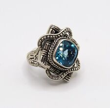 Belo anel de topázio azul suíço prata esterlina Artisans of Bali Sarda tamanho 7 comprar usado  Enviando para Brazil