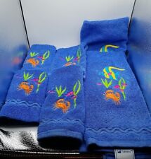 Blue Santens Sea Life 2 toalhas de mão 2 panos de lavagem, 2 toalhas de dedo caranguejo peixe comprar usado  Enviando para Brazil