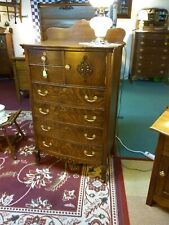 Antique Oak Highboy dresser bureau bedroom refinished 1900's era ornate carvings for sale  Pennsburg