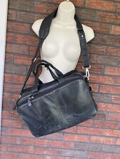 Johnson & Murphy Black Leather Briefcase Messenger Laptop Bag 5 Zip Metro *Flaw, used for sale  Shipping to South Africa
