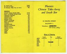 Vintage menu phoenix for sale  CLYDEBANK