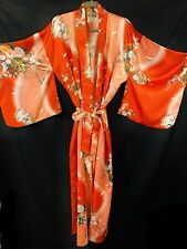 Vintage -miyabi- Oriental Japanese Kimono Red Floral Long Wide Sleeves Japan for sale  Shipping to South Africa