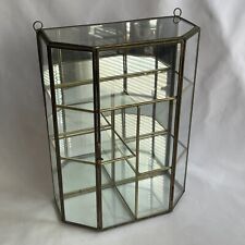 Vtg Brass & Glass Hanging Wall or Table Top Curio Display Cabinet W Mirror Back for sale  Shipping to South Africa