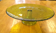 Vintage Green Mottled Glass Cake Stand Pedestal Plate 12in MCM St Patricks decor for sale  Shipping to South Africa